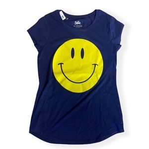 Justice Smiley Face Shirt Navy Blue |
